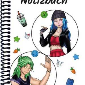 A 4 Notizbuch Manga Quinn und Enora, weiß, kariert