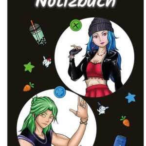 A 5 Notizblock Manga Quinn und Enora, schwarz, kariert