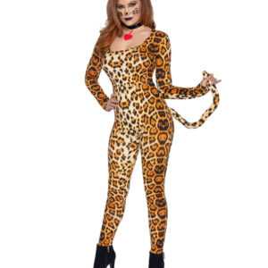 Leoparden Jumpsuit Kostüm für Halloween XS