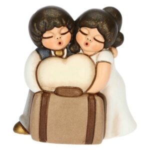 THUN SpA Dekofigur THUN 'Brautpaar auf Reisen mit Herz und Koffer aus Keramik, klein'