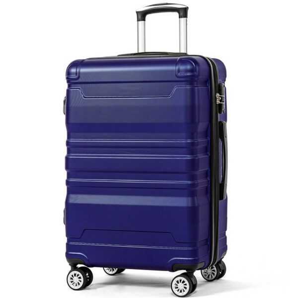 Ulife Hartschalen-Trolley blau, Koffer, Aufgabegepäck, 47*31*75cm, 4 Rollen, 360° Rollen, TSA Zahlenschloss, verstellbarer Griff