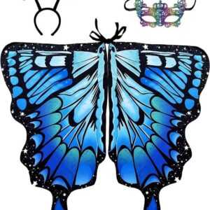 Xkatharsis Kostüm-Flügel Karnevalsumhang mit Schmetterlingsflügeln für Kinder und bunter Maske