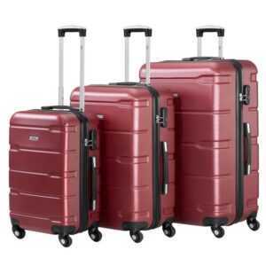Zelsius Kofferset Koffer Set 3 Stück, Rot, ABS Hartschalenkoffer mit Zahlenschloss, 4 Rollen, (Set, Set aus drei Koffern)