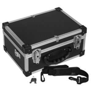 anndora Werkzeugkoffer Alukoffer, Alu-Koffer, Alurahmen, Multikoffer (schwarz), abschließbar, mit Tragegurt