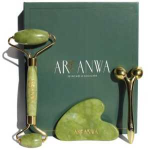 ARI ANWA Skincare Gesichtsmassagegerät The Glow Kit Jade - Face Yoga Set: Gua Sha, Jade Roller & 3D