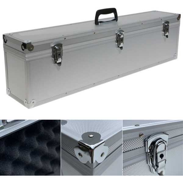 Aluminium Koffer Silber Würfelschaum Deckel abnehmbar lang 83 cm Alu-Transport-Box
