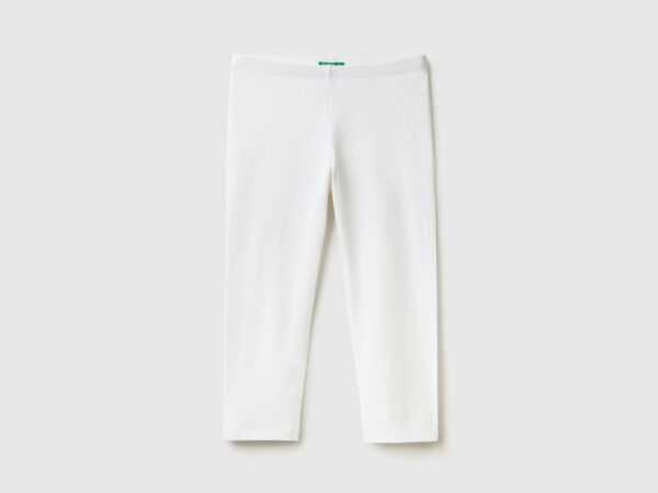 Benetton, 3/4-leggings Aus Elastischer Baumwolle, größe 2XL, Weiss, female
