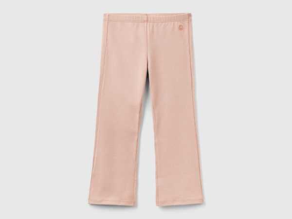 Benetton, Ausgestellte Leggings In Stretchiger Baumwolle, größe 104, Pink, female
