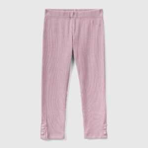 Benetton, Warme Regular-fit-leggings Im Rippenmuster, größe 104, Pink, female