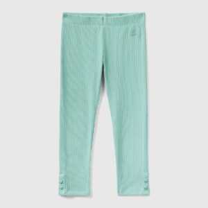 Benetton, Warme Regular-fit-leggings Im Rippenmuster, größe 104, Türkisblau, female
