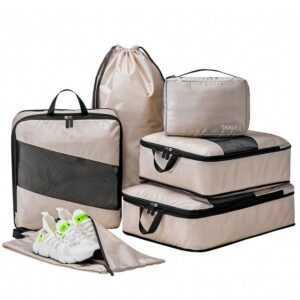 CALIYO Kofferorganizer Koffer Organizer Set, Packing Cubes Packwürfel für Urlaub und Reisen (6-tlg), Reiseorganizer Kleidertaschen Schuhbeutel Packtaschen für Koffer