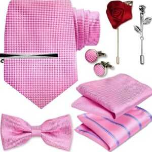 Diyarts Krawatte (Fliegen Set mit, Einstecktuch, Manschettenköpfe, Krawattennadel, Boutonniere) Hochwertige Materialien, Vielseitigkeit & Ideales Geschenk