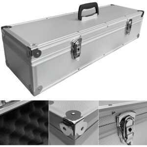 ECI - Aluminium Koffer Silber Entnehmbarer Deckel mit Würfelschaum Alu-Koffer Werkzeugkoffer (LxBxH) 650 x 200 x 150 mm