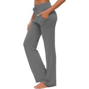 FIDDY Baukastenhose Women's Yoga Trousers with Pockets Wide Leg Drawstring Loose Straight