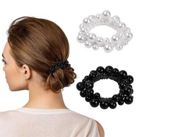 FIDDY Haarband Haargummi mit Perlen Perlen Pferdeschwanz-Halter Perlen-Haarseil( 2pcs) , 2-tlg.