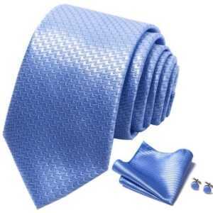 FIDDY Krawatte 3-teiliges formelles Business-Krawattenset für Herren, (3-St) bestehend aus Krawatte, Einstecktuch und Manschettenknöpfen