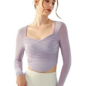 FIDDY Yoga & Relax Shirt Damen Yoga Fitness Wear Langarm High Stretch