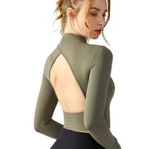 FIDDY Yoga & Relax Shirt Fitness-Top mit Stehkragen und Yoga-Top mit Brustpolster