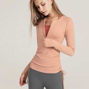 FIDDY Yoga & Relax Shirt Schnell trocknende Yoga-Jacke mit halbem Reißverschluss für Damen
