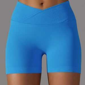 FIDDY Yogashorts Pfirsichfarbene Hüft-Yoga-Shorts mit überkreuzter Taille
