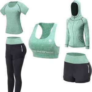 FIDDY Yogatop Yoga-Bekleidungsset 5-teilig Sportbekleidung -Fitnessbekleidung