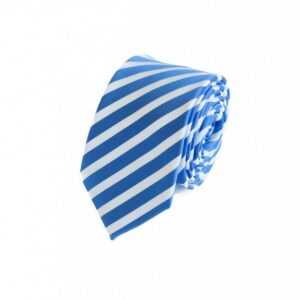 Fabio Farini Krawatte Gestreifte Blau Weiße Herren Schlips - Krawatten in 6cm Breite (ohne Box, Gestreift) Schmal (6cm), Blau/Weiß