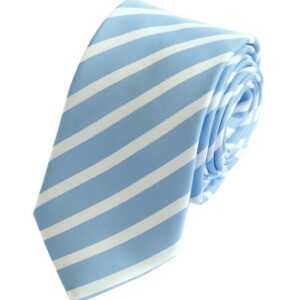Fabio Farini Krawatte Gestreifte Blau Weiße Herren Schlips - Krawatten in 6cm Breite (ohne Box, Gestreift) Schmal (6cm), Hellblau/Weiß