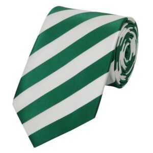 Fabio Farini Krawatte Grüne Herren Krawatten - Schlips mit Farbton Grün in 8cm (ohne Box, Gestreift) Breit (8cm), Grün/Weiß