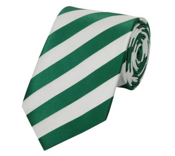 Fabio Farini Krawatte Grüne Herren Krawatten - Schlips mit Farbton Grün in 8cm (ohne Box, Gestreift) Breit (8cm), Grün/Weiß