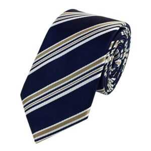 Fabio Farini Krawatte Herren Krawatte Blautöne - verschiedene Blaue Männer Schlips in 6cm (ohne Box, Gestreift) Schmal (6cm), Schwarzblau - Blue Abyss/Arid Tundra/Luxurious Walnut