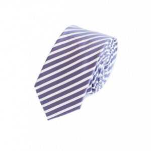 Fabio Farini Krawatte Herren Krawatte Lila - verschiedene Lila Männer Schlips in 6cm (ohne Box, Gestreift) Schmal (6cm), Lila Weiß - Plump Purple/White