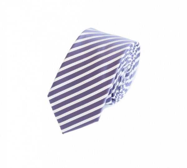 Fabio Farini Krawatte Herren Krawatte Lila - verschiedene Lila Männer Schlips in 6cm (ohne Box, Gestreift) Schmal (6cm), Lila Weiß - Plump Purple/White