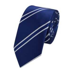 Fabio Farini Krawatte Herren Krawatten Blautöne - klassische Männer Schlipse in 6cm (ohne Box, Gestreift) Schmal (6cm), Royalblau Weiß - Midnight/White