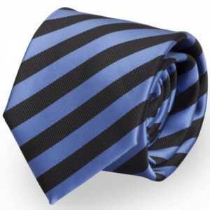 Fabio Farini Krawatte Herren Krawatten Blautöne - klassische Männer Schlipse in 8cm Breite (ohne Box, Gestreift) Breit (8cm), Blau Schwarz - Deep Egyptian Blue/Dark Charkoal