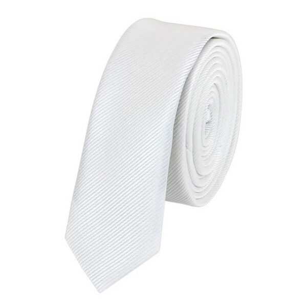 Fabio Farini Krawatte Schmale Herren Schlips - Moderne Slim Krawatten in 3cm Breite (ohne Box, Unifarben) Schmal (3cm), Weiß