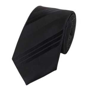 Fabio Farini Krawatte Schwarze Herren Schlips - dunkle Krawatten in 6cm Breite (ohne Box, Gestreift) Schmal (6cm), Schwarz gestreift