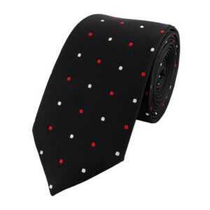 Fabio Farini Krawatte verschiedene Herren Schlips - Krawatten mit Punkten in 6cm Breite (ohne Box, Gepunktet) Schmal (6cm), Schwarz (Rot, Weiß)