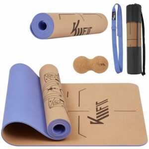 KM-Fit TPE Yoga Matte Gymnastikmatte mit Tragegurt Yogamatte gepolstert & rutschfest Sportmatte für Fitness, Pilates & Gymnastik Workout mit