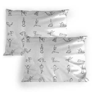 Kissenbezüge Dekorativer Standard Gedruckter Kissenbezug, Abakuhaus (2 Stück), Yoga Stickman Yoga Moves