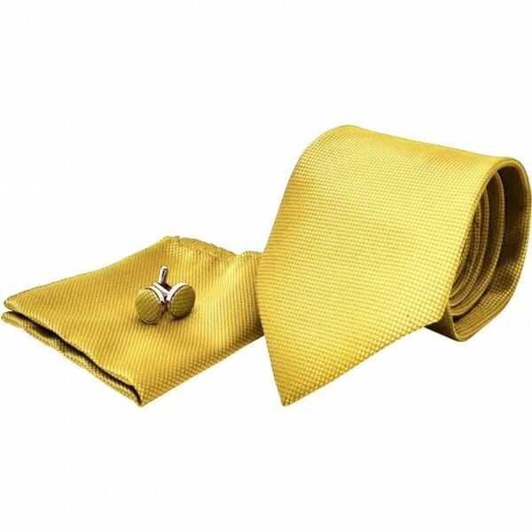 Kostümzubehör Krawatte + Einstecktuch + Manschettenknöpfe - Gelb