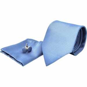 Kostümzubehör Krawatte + Einstecktuch + Manschettenknöpfe - Hellblau
