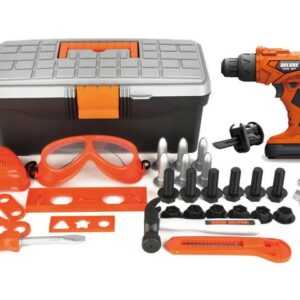LEAN Toys Kinder-Werkzeug-Set Werkzeugkasten Akku-Bohrmaschine Koffer Set Heimwerker Werkzeug Bohrer