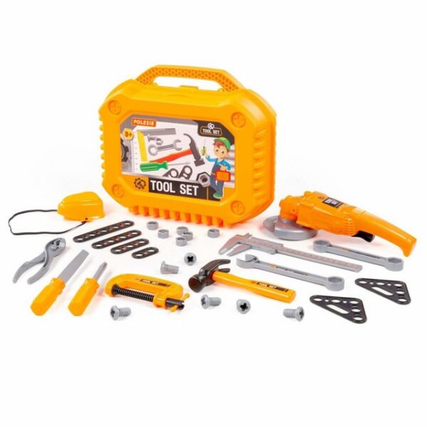 LEAN Toys Kinder-Werkzeug-Set Werkzeugset Koffer Schleifmaschine Werkzeugkoffer Spielzeug Schrauben