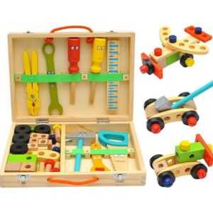 LENBEST Kinder-Werkzeug-Set Kinder-Werkzeug-Set Holzspielzeug Lernspielzeug ab 3 Jahre, (1-tlg), Lernspielzeug ab 3 Jahre Junge Mädchen Werkzeug Koffer Set Spiele