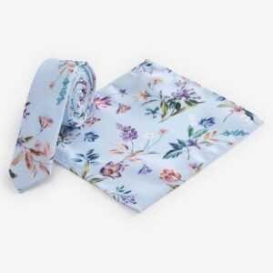 Next Krawatte Krawatte und Einstecktuch mit Blumenmuster (2-St)