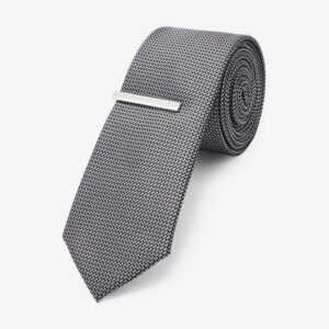 Next Krawatte Schmale Krawatte aus Recyclingpolyester + Klammer (2-St)