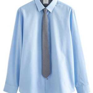 Next Langarmhemd Pflegeleichtes Hemd mit Krawatte im Set (2-tlg)