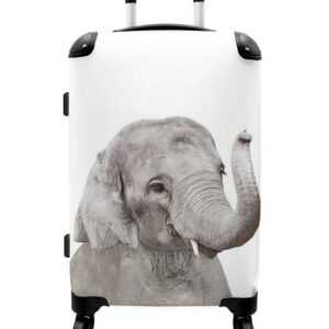 NoBoringSuitcases.com© Koffer Elefant - Tiere - Grau - Natur 67x43x25cm, 4 Rollen, Mittelgroßer Koffer für Erwachsene, Reisekoffer