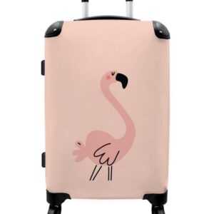 NoBoringSuitcases.com© Koffer Flamingo - Vogel - Rosa - Mädchen - Kinder 67x43x25cm, 4 Rollen, Mittelgroßer Koffer für Mädchen, Kinder Trolley