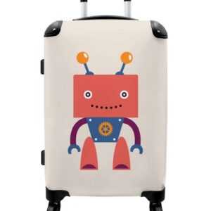 NoBoringSuitcases.com© Koffer Kinder - Roboter - Rosa - Antenne 67x43x25cm, 4 Rollen, Mittelgroßer Koffer für Kinder, Trolley